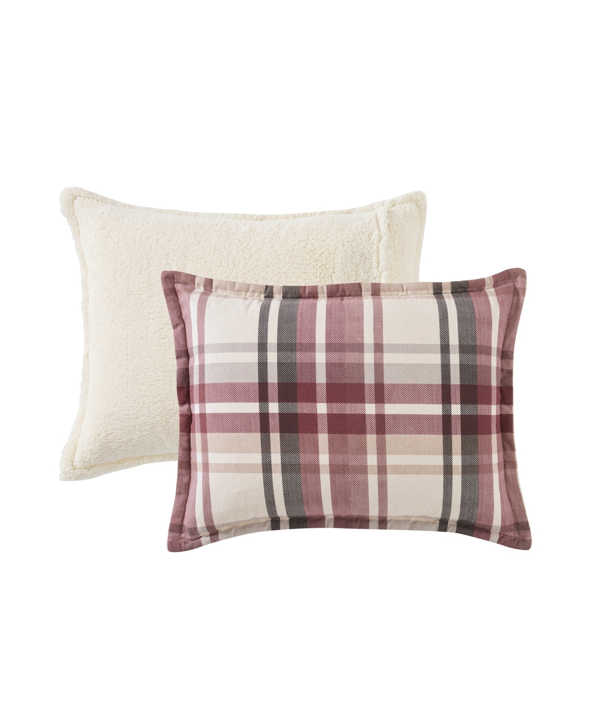 Vcny Home Plaid Brushed Flannel And Sherpa 3-pc. Comforter Set, King In Red