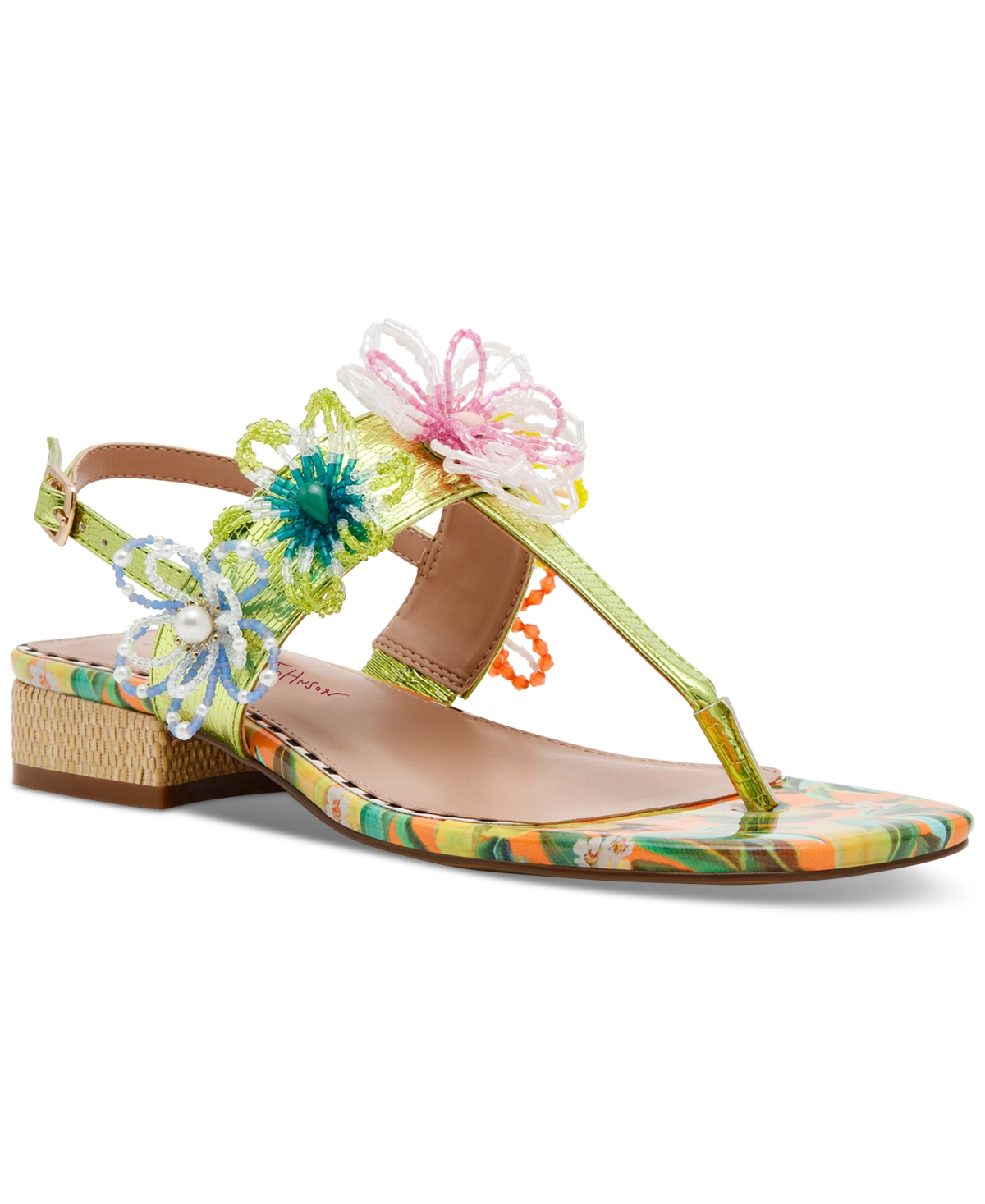 Shop Betsey Johnson Women's Jaydda Thong Slingback Sandals In Yellow Multi