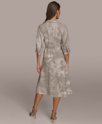 Donna Karan New York Women's Floral Tie-Front Midi Dress