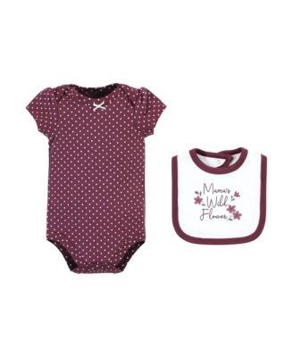 Baby Girls Hudson Cotton Sleep and Play, Bodysuit and Bandana Bib Set