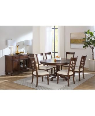 Daria 7-Pc. Dining Set (Round Table & 6 Upholstered Back Side Chairs), Created for Macy's