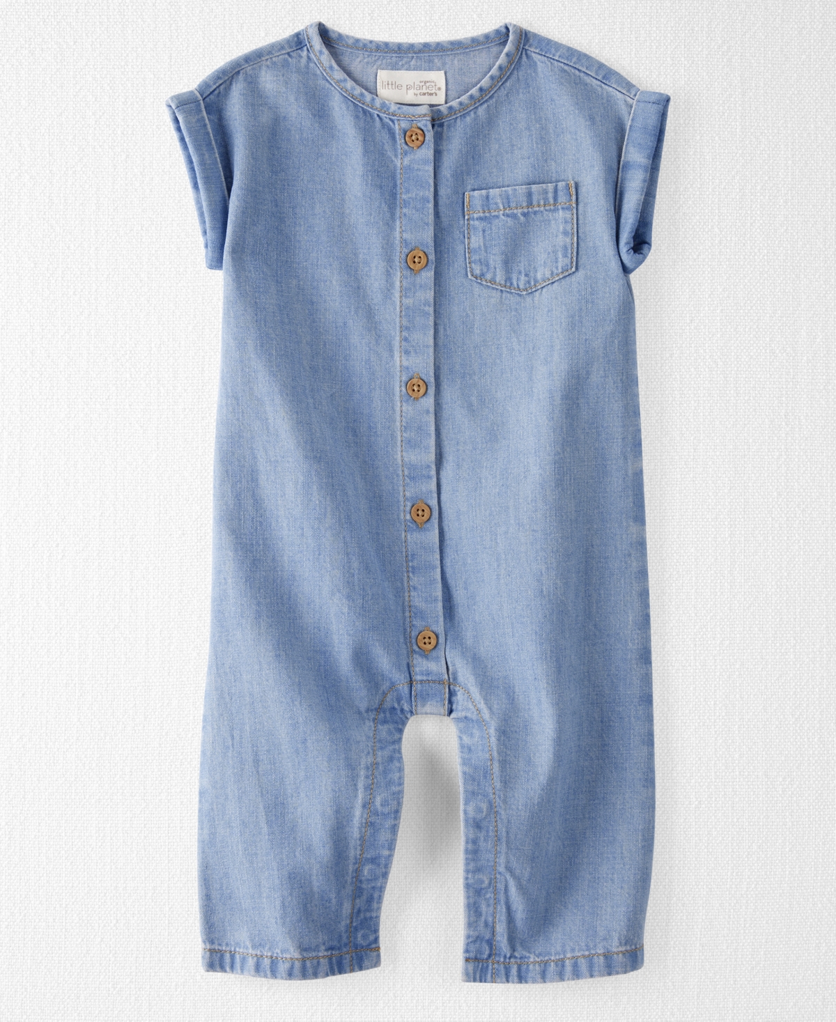 Carter's Little Planet By  Baby Boys Organic Cotton Chambray Jumpsuit In Chambray Denim