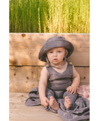 Baby Boys Printed Muslin Bucket Hat Navy Blue Paper Boats