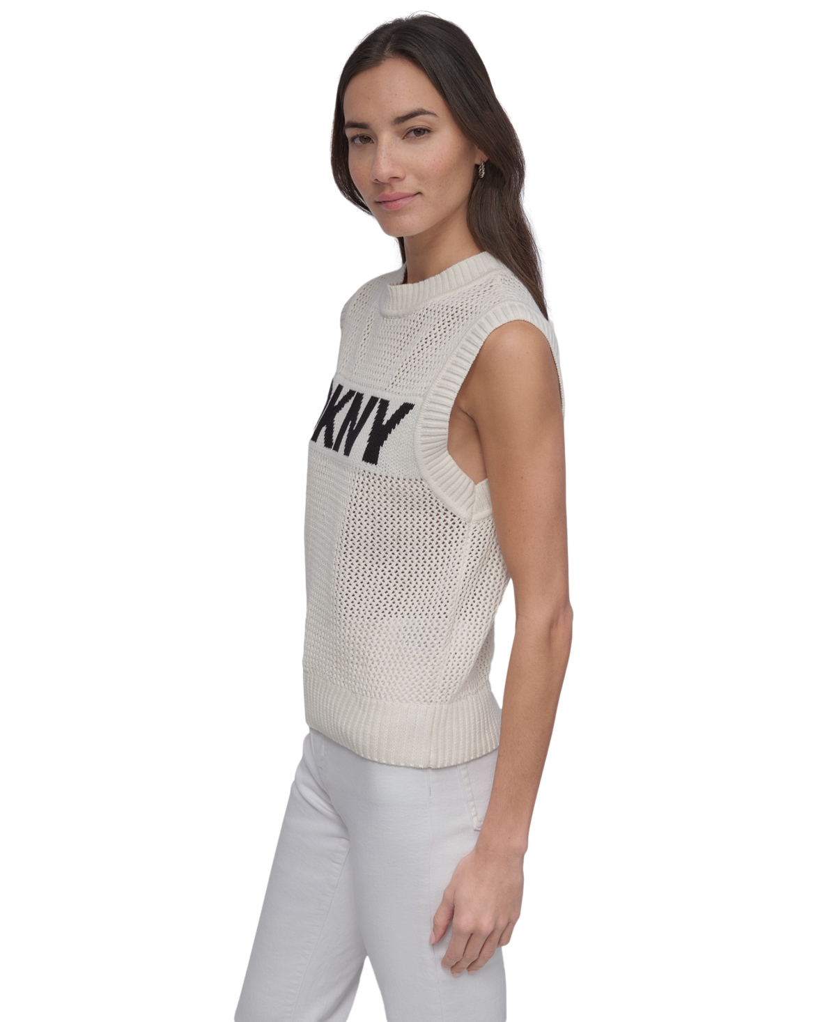 DKNY JEANS WOMEN'S COTTON LOGO SLEEVELESS SWEATER 
