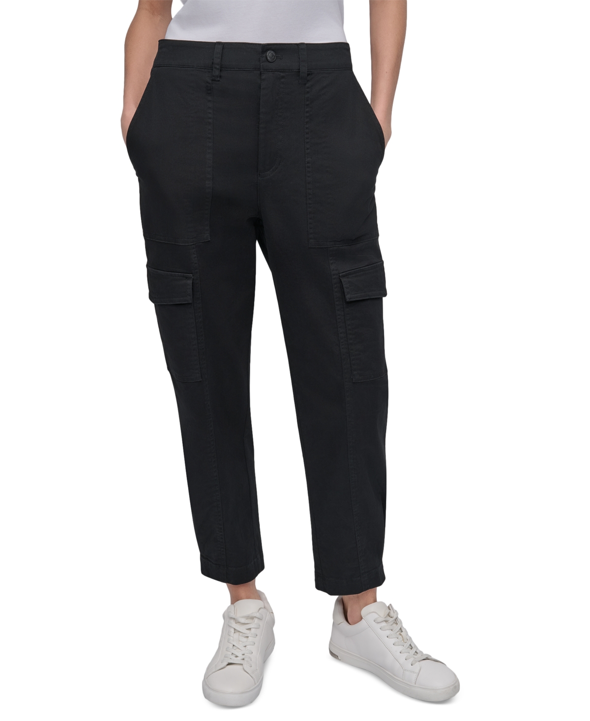 Shop Dkny Jeans Women's Utility-pocket Cargo Pants In Blk - Black