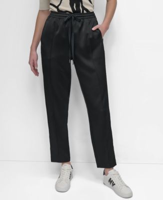 DKNY Women's High-Rise Drawstring Satin Pants - Macy's