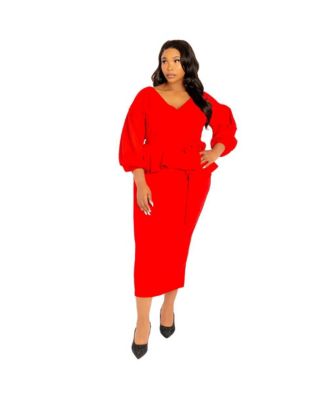 Plus Size Off Shoulder Peplum Midi Dress