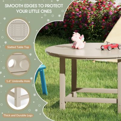 Kids 5-Piece HDPE Outdoor Patio Round Dining Table and Chairs Set