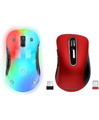 2.4G Wireless Mouse, Cordless Computer Mice Wireless Mouse for Laptop, Desktop, PC, MacBook- 2 Pack (LED Rechargeable Wireless Mouse+ red Wireless Mouse)