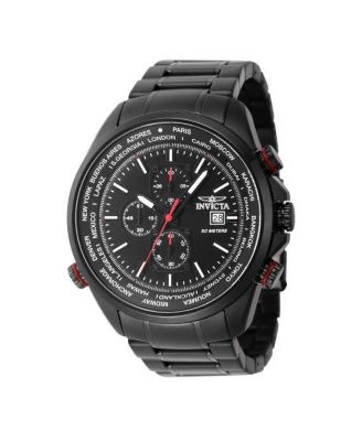 Men's 47820 Aviator Quartz Multifunction Black Dial Watch