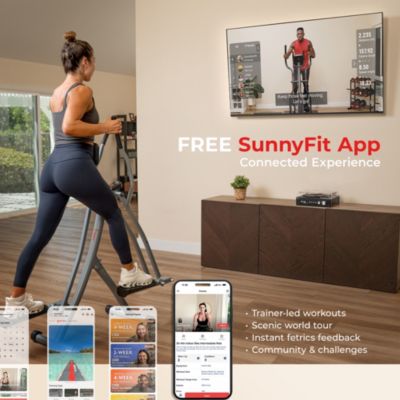 Air Walker Lightweight Manual Elliptical, Low-Impact 30-Inch Stride Glider Machine, Free SunnyFit App w/ Bluetooth