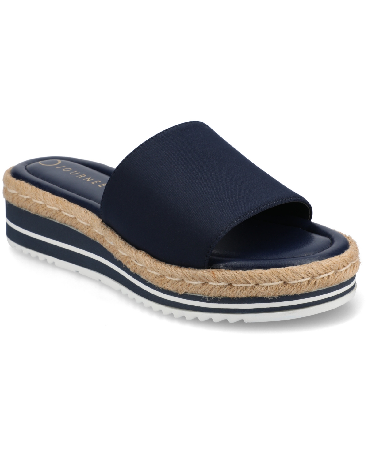 Shop Journee Collection Women's Rosey Espadrille Platform Wedge Sandals In Navy