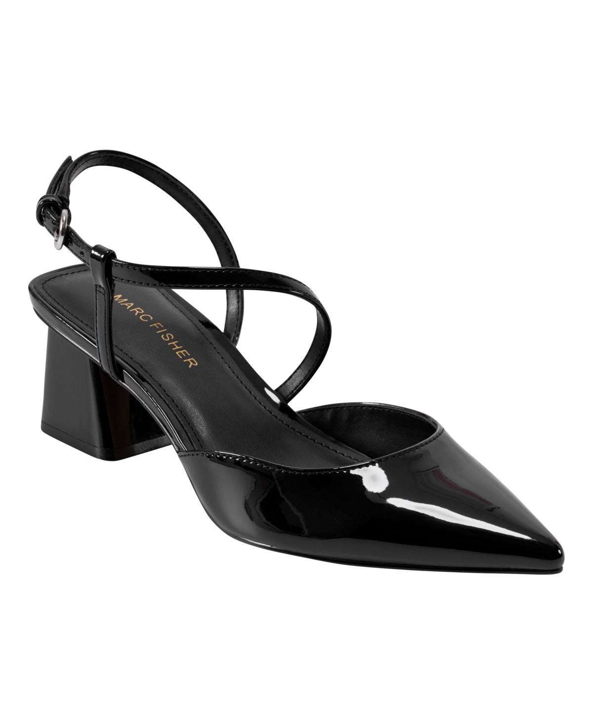 Marc Fisher Women's Loya Pointy Toe Block Heel Dress Pumps In Black Patent