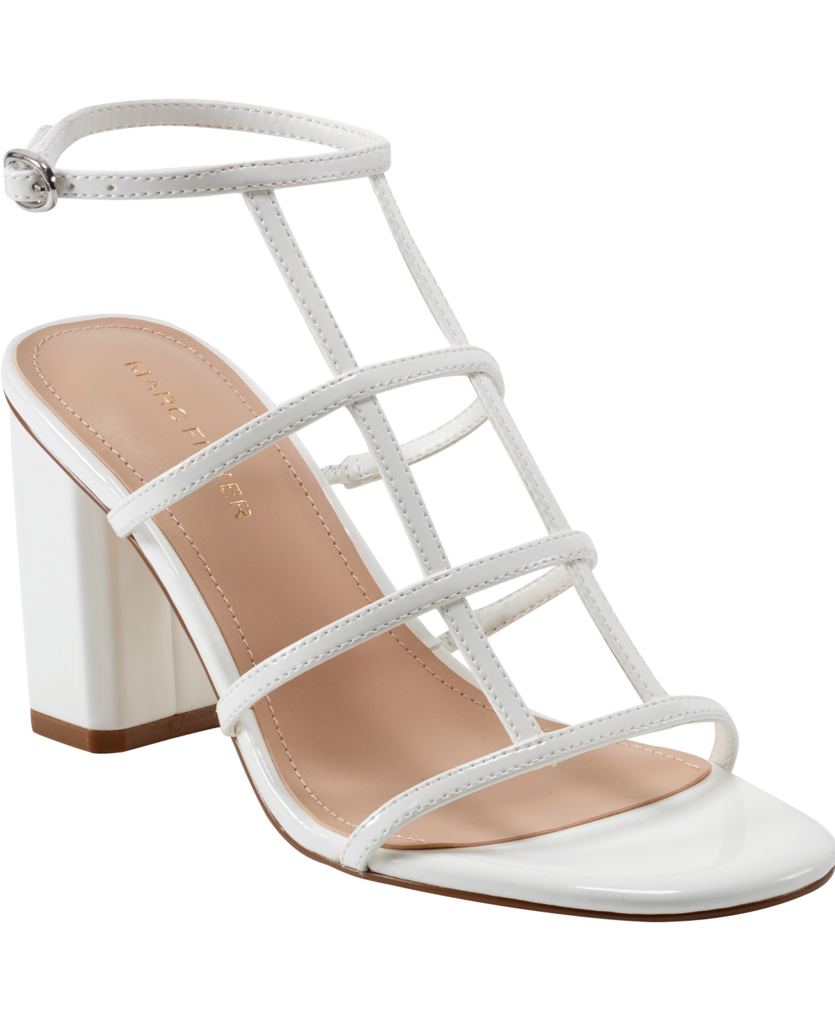 Marc Fisher Women's Norene Caged Block Heel Sandals In Metallic