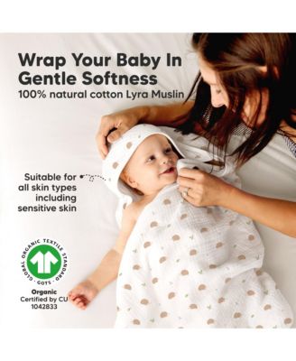 Lyra Muslin Baby Towels with Hoods for Newborn Girls, Boys, 100% Organic Cotton Soft Hooded Baby Bath Towels