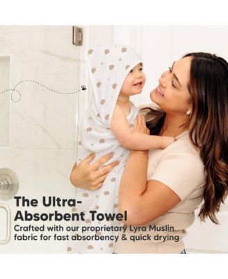 Lyra Muslin Baby Towels with Hoods for Newborn Girls, Boys, 100% Organic Cotton Soft Hooded Baby Bath Towels