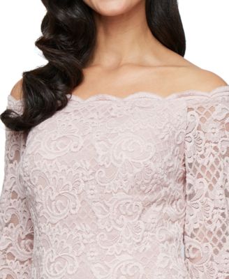 Women's Off-The-Shoulder Mixed-Media Gown