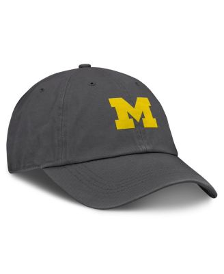 Men's Heather Charcoal Michigan Wolverines Team Logo Washed Adjustable Hat