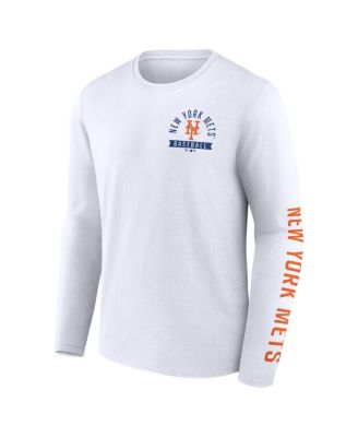 Men's White New York Mets Press Box Long Sleeve T-Shirt