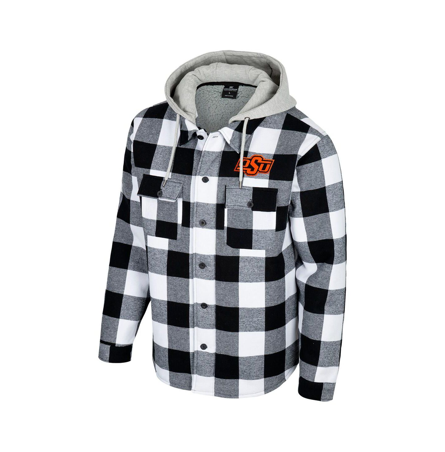 Мужская куртка Colosseum Black/White Oklahoma State Cowboys Buffalo Plaid Full-Zip — фото 2