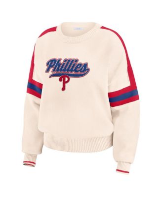 Women's Cream Philadelphia Phillies Stripe Pullover Sweater