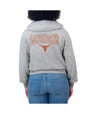 Women's Heather Gray Texas Longhorns Wear Speckle Double-Hit Raglan Full-Zip Hoodie