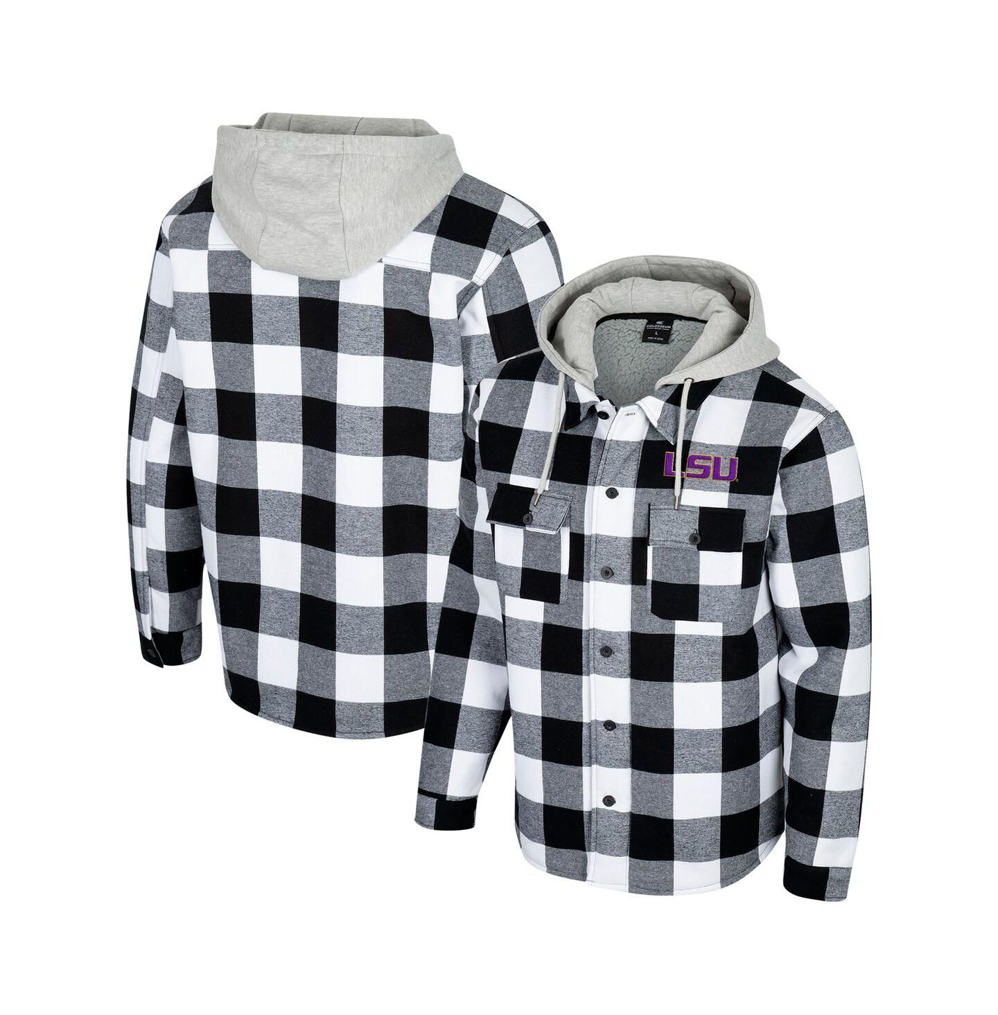 Мужская куртка Colosseum Black/White LSU Tigers Buffalo Plaid Full-Zip — фото 1