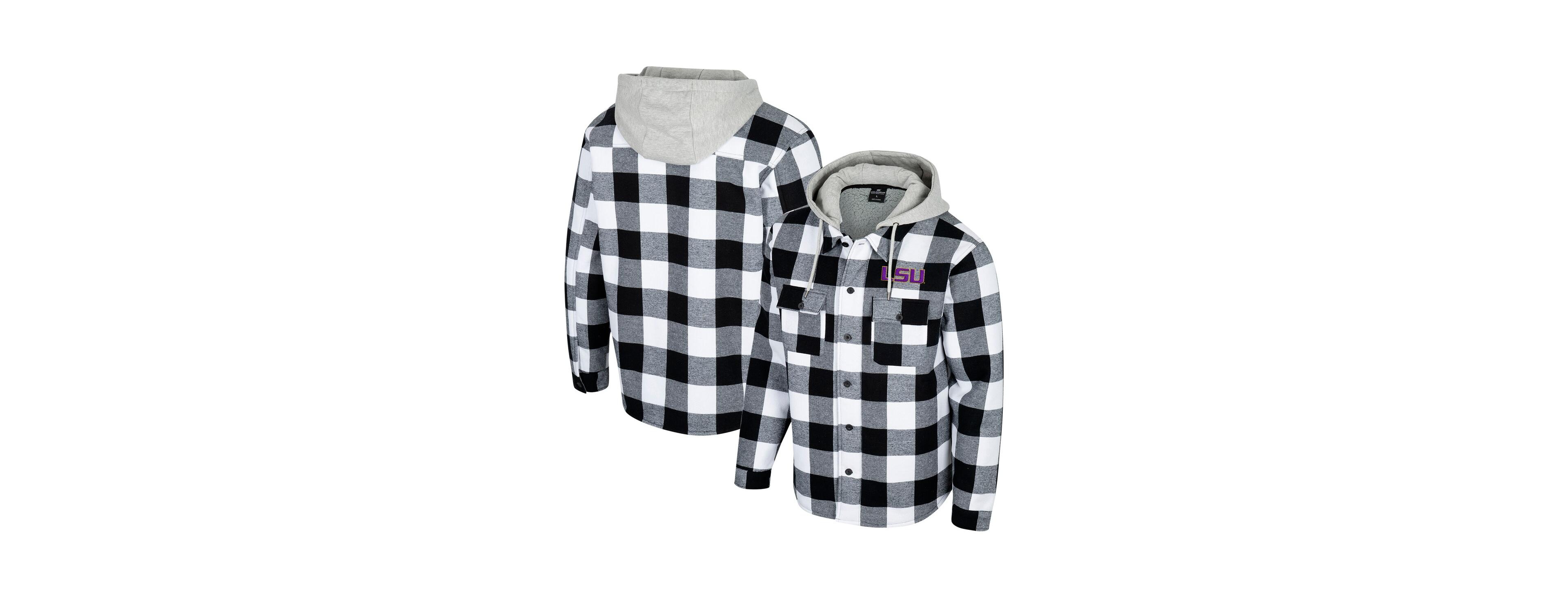 Colosseum Men's Black/White Lsu Tigers Buffalo Plaid Full-Zip Jacket