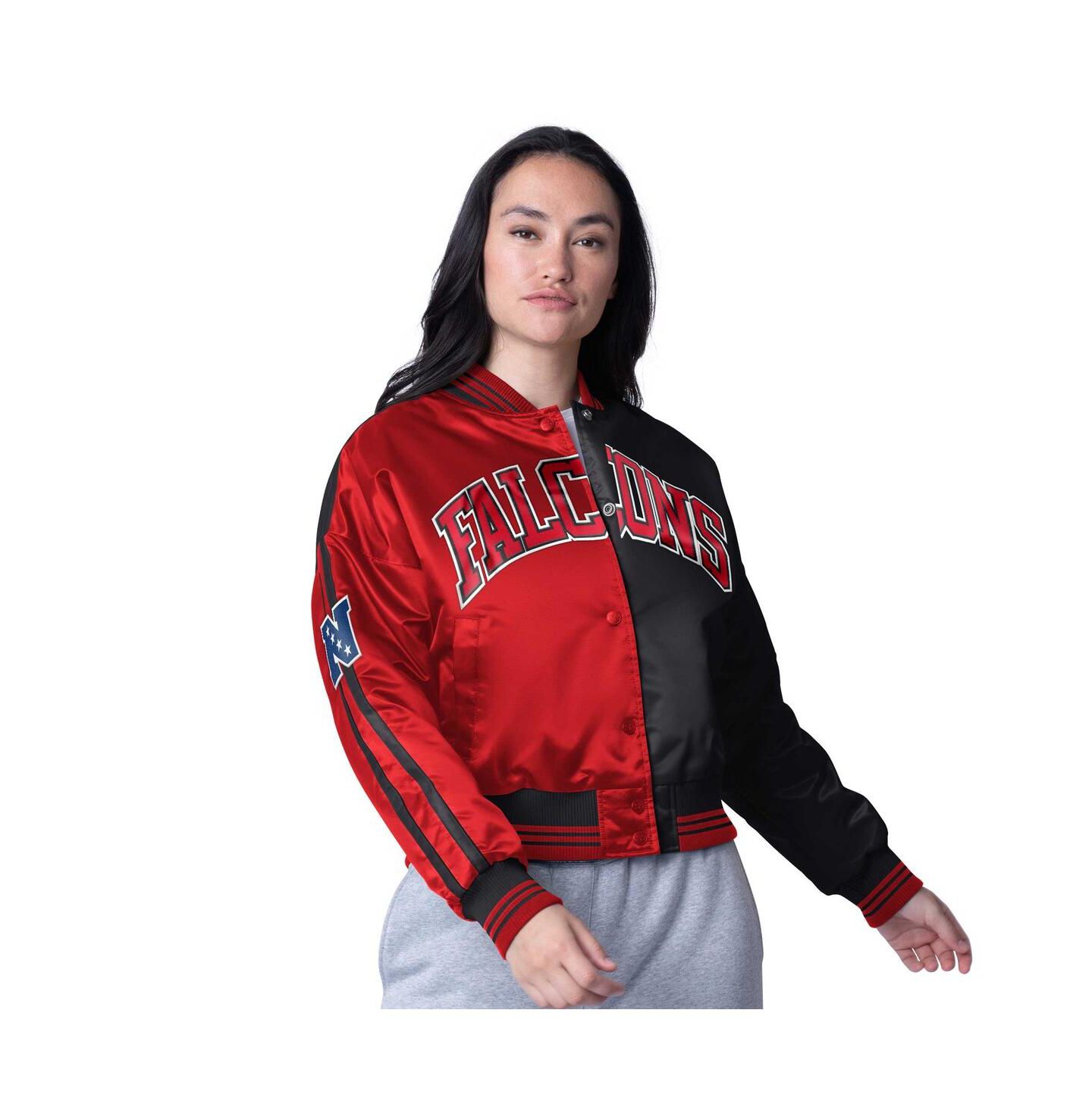 Женская куртка Starter Red/Black Atlanta Falcons Zone Blitz Cropped Full-Snap Satin — фото 1