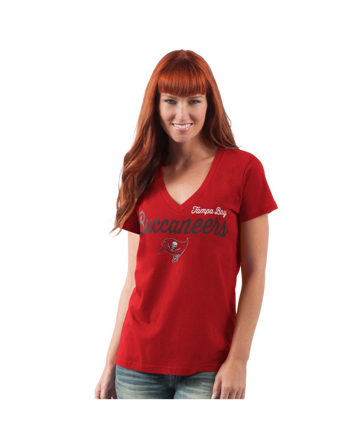 Shop G-iii 4her By Carl Banks Women's Red Tampa Bay Buccaneers Post Season V-neck T-shirt