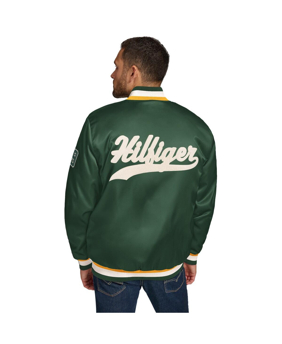 Tommy Hilfiger Men's Green Green Bay Packers Dante Full-snap Satin Jacket In Green,gold