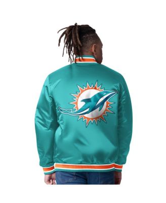 Men's Aqua/Orange Miami Dolphins Closer Reversible Satin Full-Snap Jacket