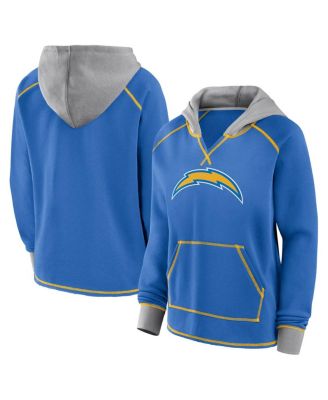Logo Athletic - Women's Powder Blue Los Angeles Chargers Boom Fleece Pullover V-Neck Hoodie