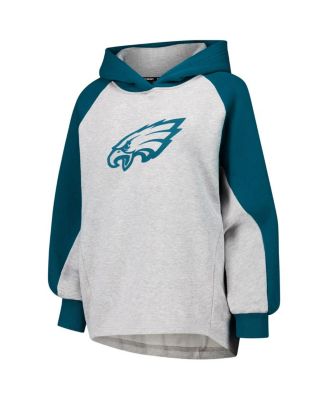 Women's Gray/Midnight Green Philadelphia Eagles Joy Cropped Raglan Pullover Hoodie