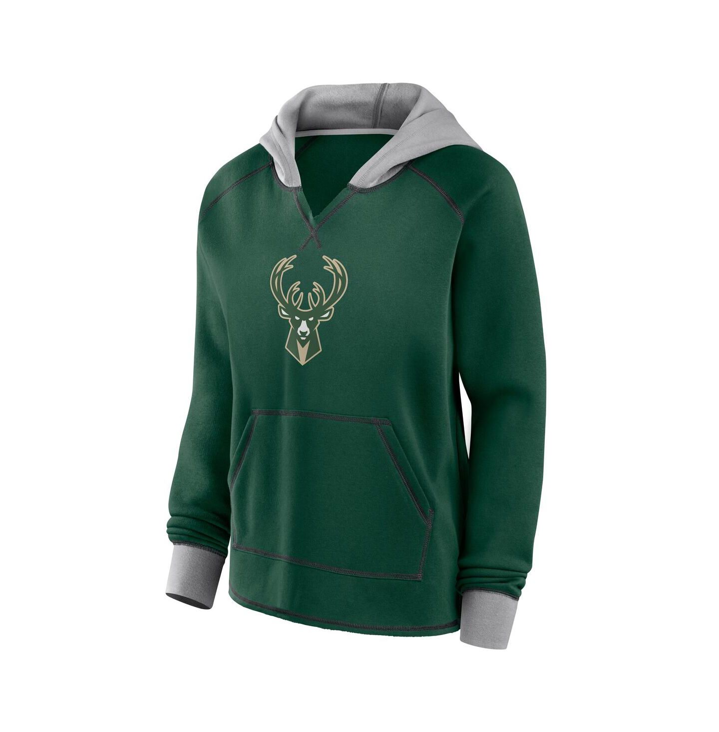 Женское худи Logo Athletic Hunter Green Milwaukee Bucks Boom Pullover — фото 2