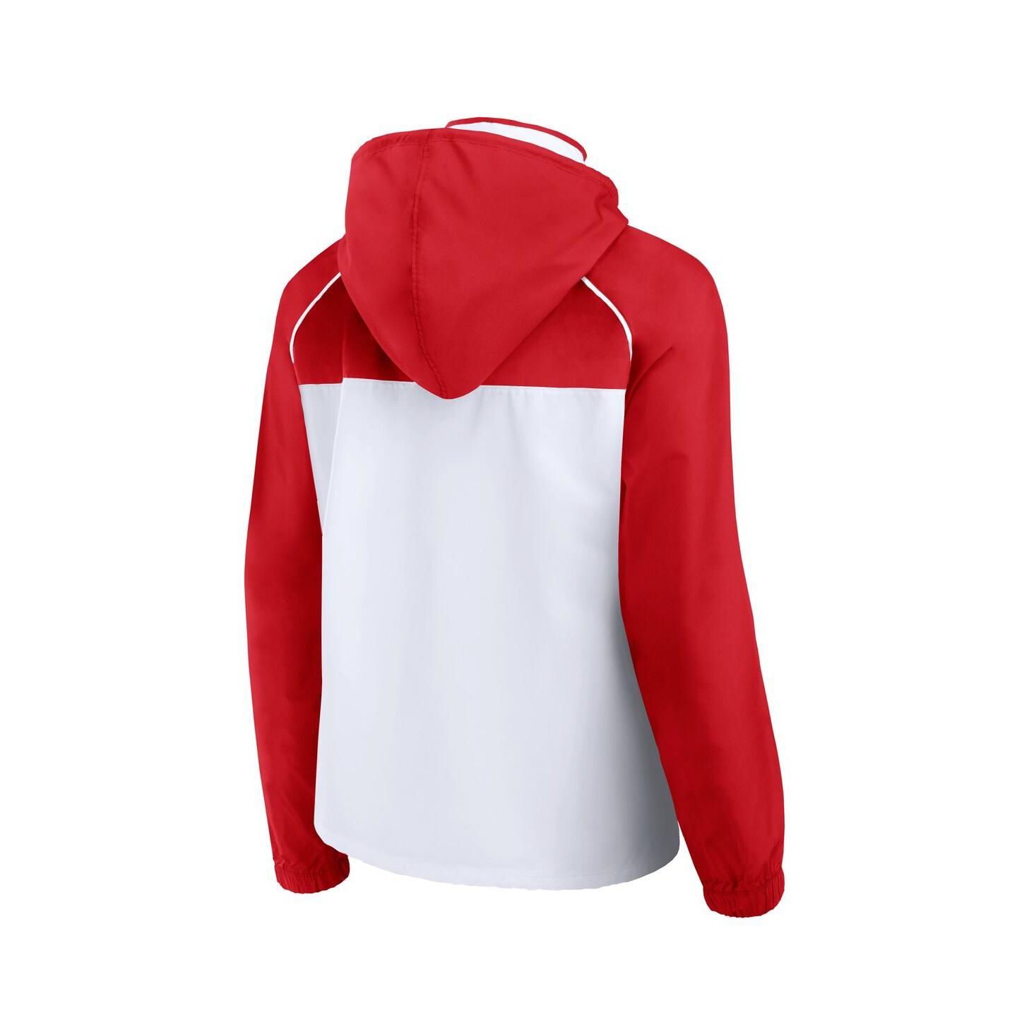 Женская куртка Fanatics White/Red Chicago Bulls Anorak Raglan Full-Zip Hoodie Jacket — фото 3