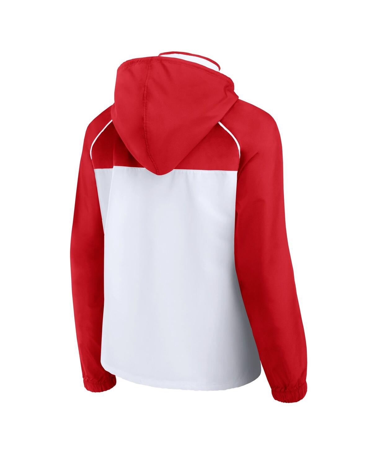 Fanatics Women's White/red Chicago Bulls Anorak Raglan Full-zip Hoodie Jacket In White,red