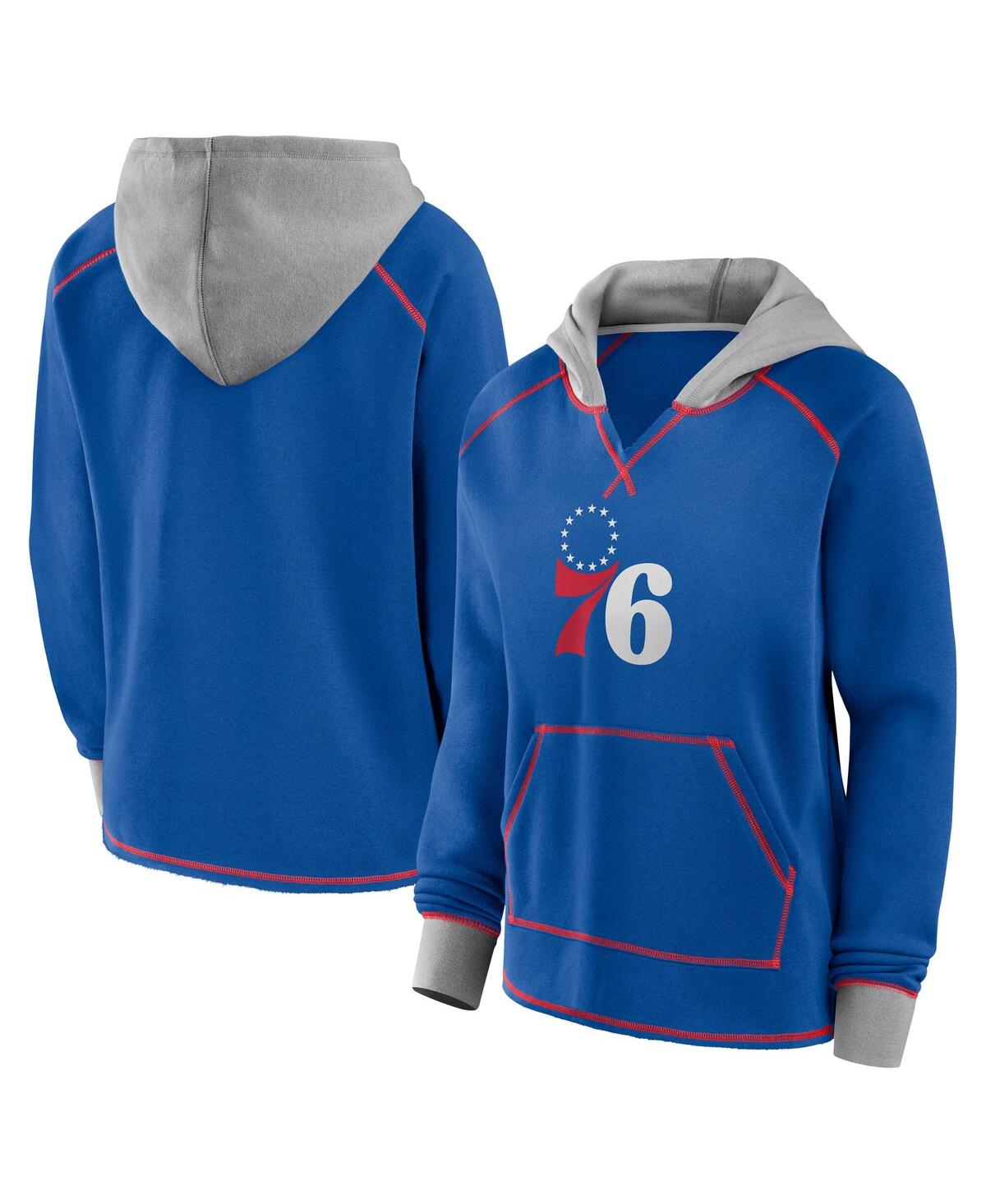 Women's Royal Philadelphia 76ers Boom Pullover Hoodie - Royal