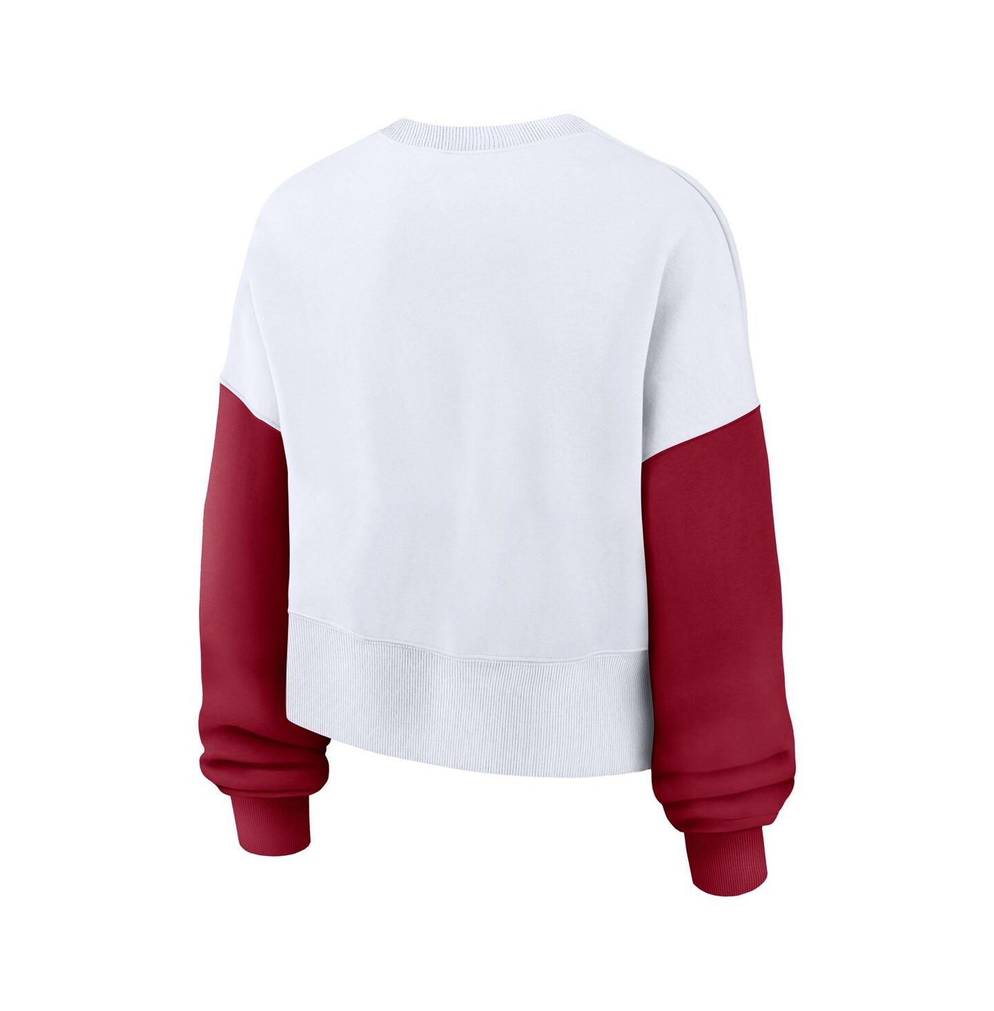 Женская толстовка Jordan White Oklahoma Sooners Color-Block Oversized Cropped Pullover — фото 2