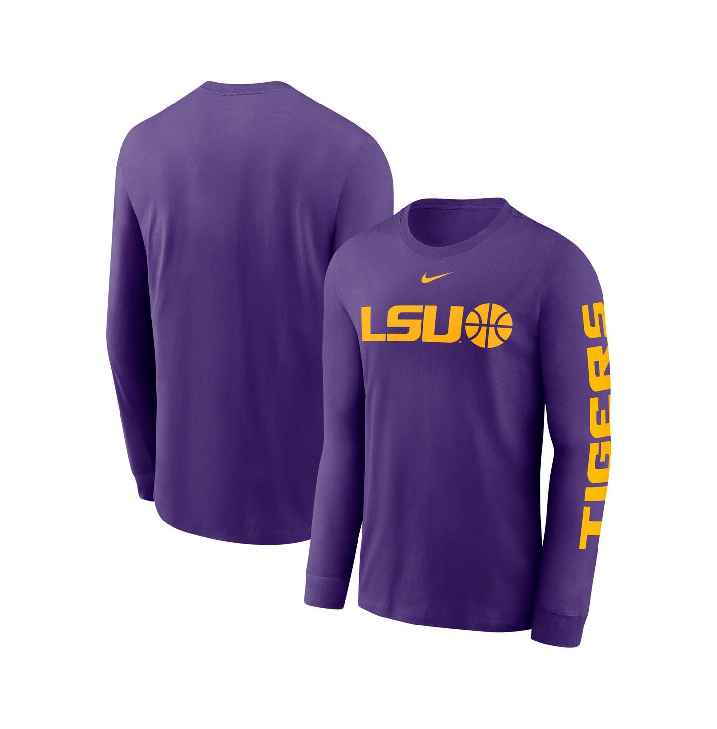Мужская футболка Nike Purple LSU Tigers Basketball Icon Two-Hit Long Sleeve — фото 1