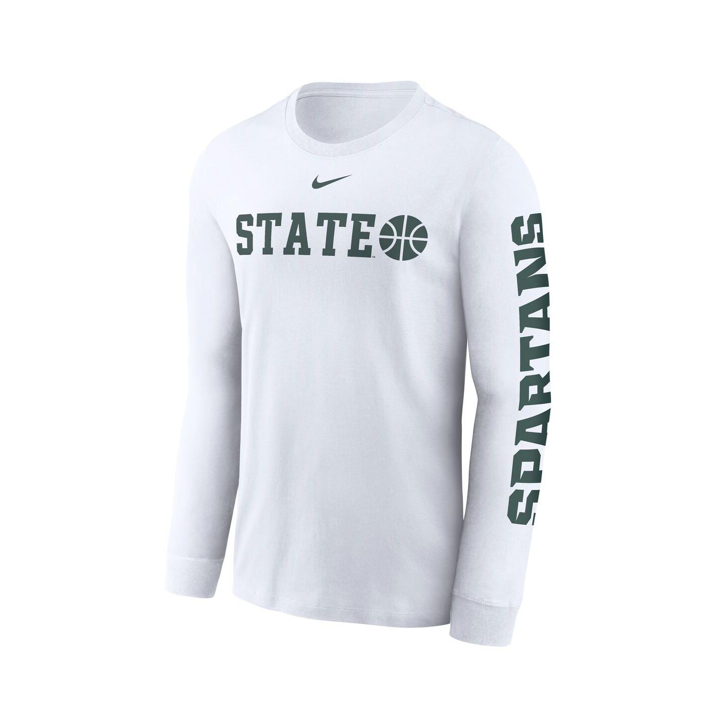 Мужская футболка Nike White Michigan State Spartans Basketball Icon Two-Hit Long Sleeve — фото 2