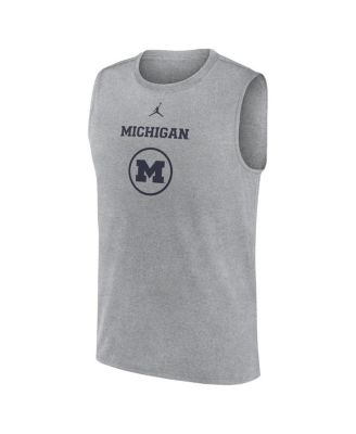 Men's Heather Gray Michigan Wolverines On-Court Basketball Practice Legend Sleeveless T-Shirt