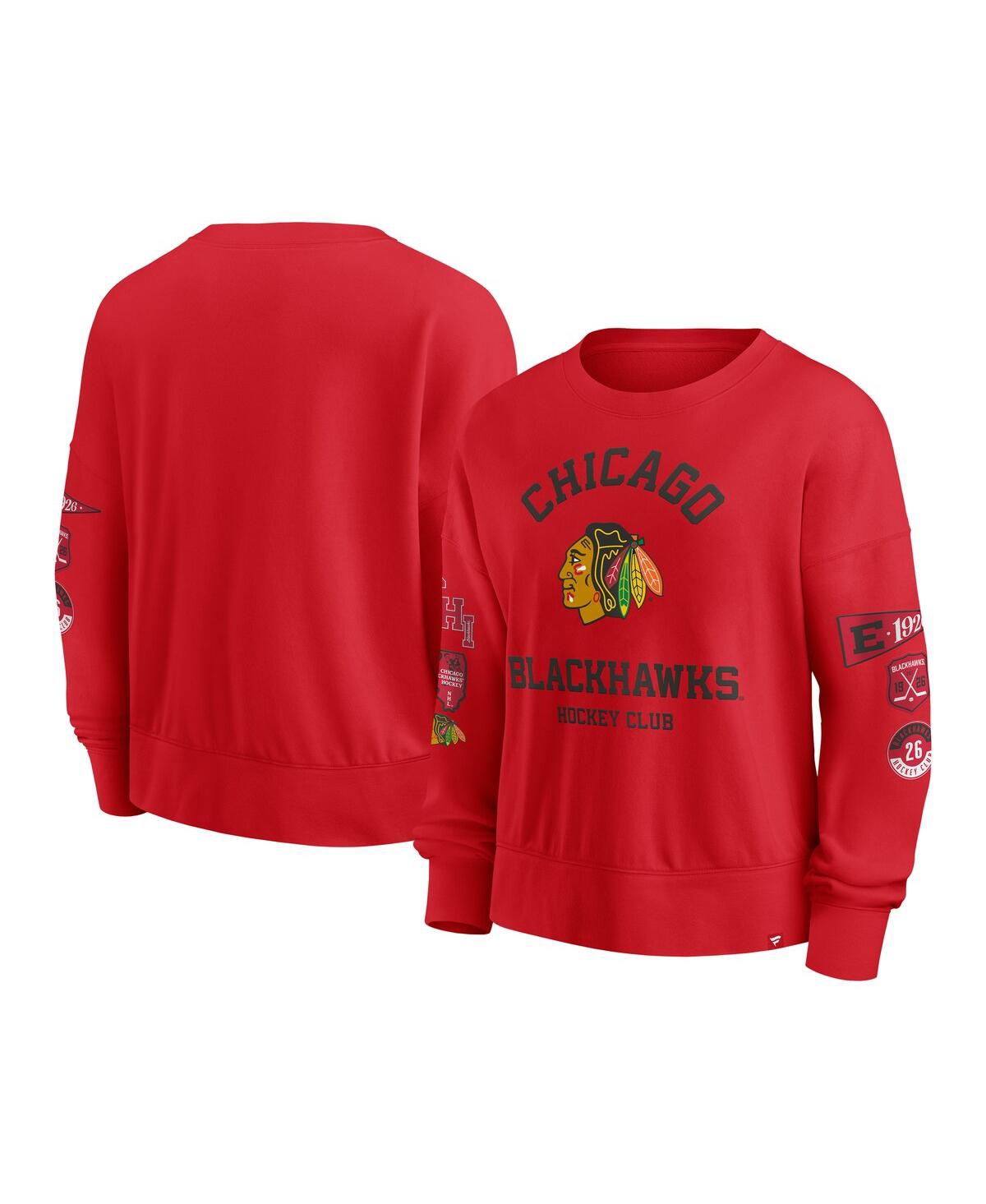 Women's Red Chicago Blackhawks Go Team Pullover Sweatshirt - Red