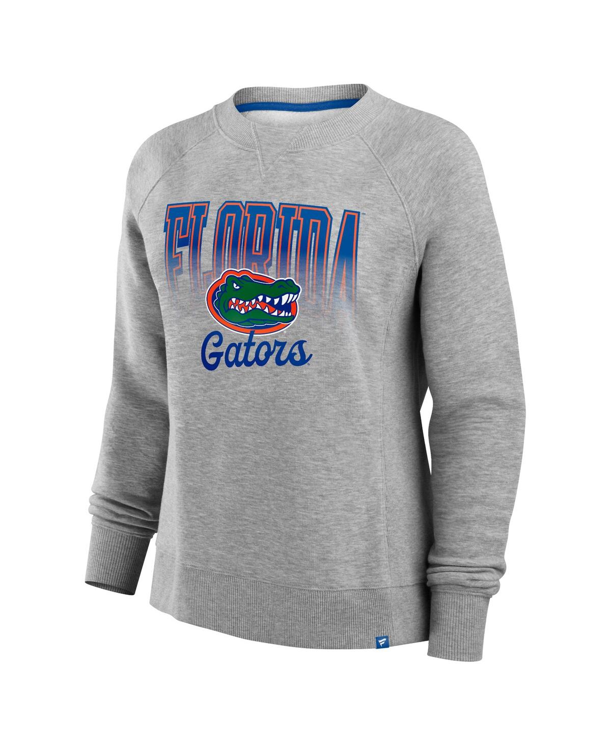 Fanatics Women's Heather Gray Florida Gators Training Camp Hit Hard Fleece Pullover Sweatshirt In Heather Gray