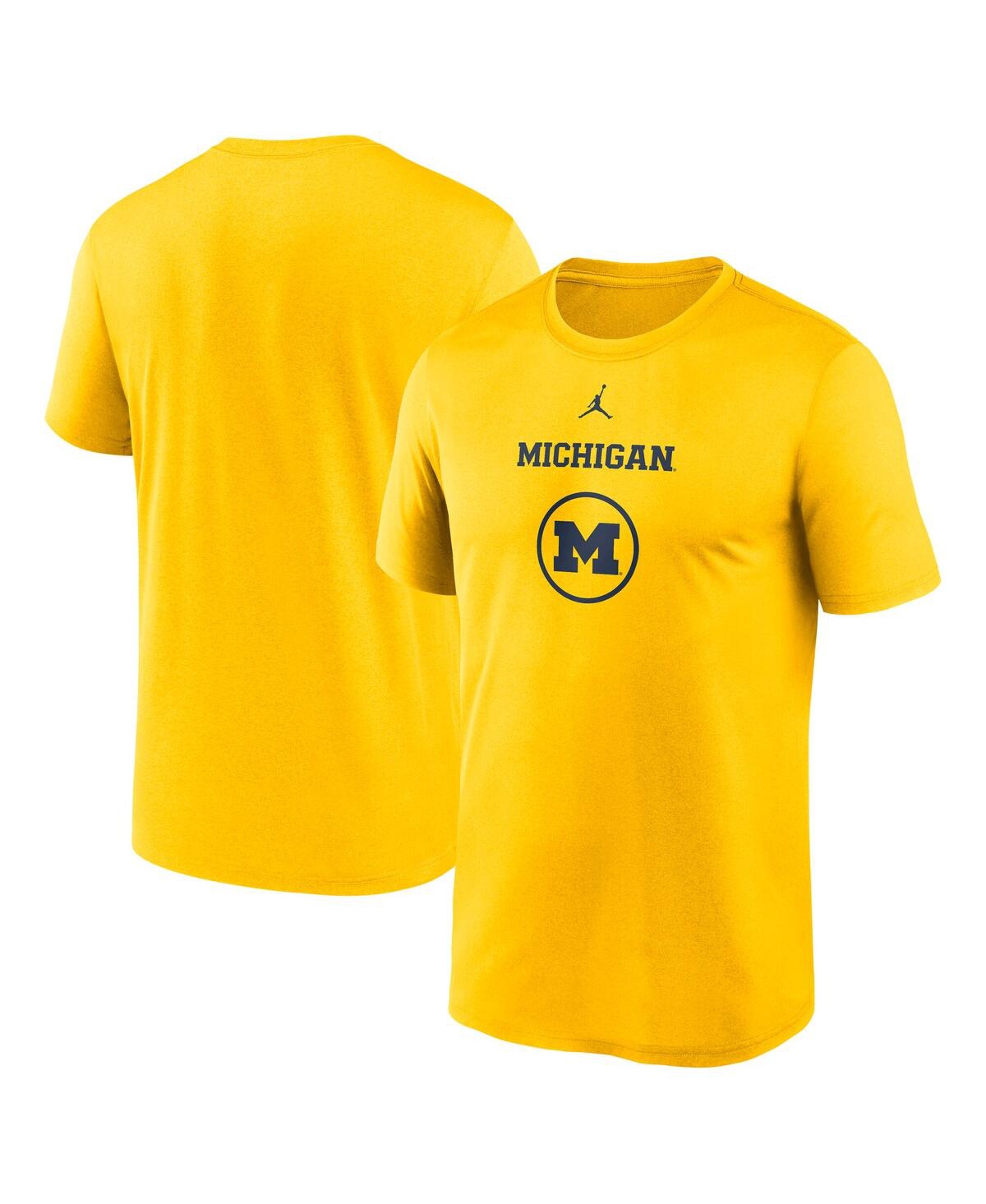 JORDAN MEN'S MAIZE MICHIGAN WOLVERINES ON-COURT BASKETBALL LEGEND PRACTICE PERFORMANCE T-SHIRT 