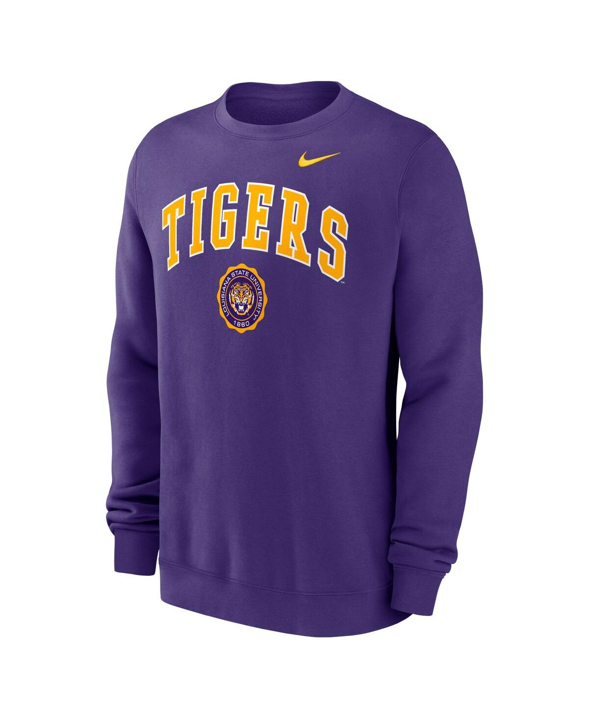 Nike Men's Purple Lsu Tigers Arched Seal Pullover Sweatshirt In Purple