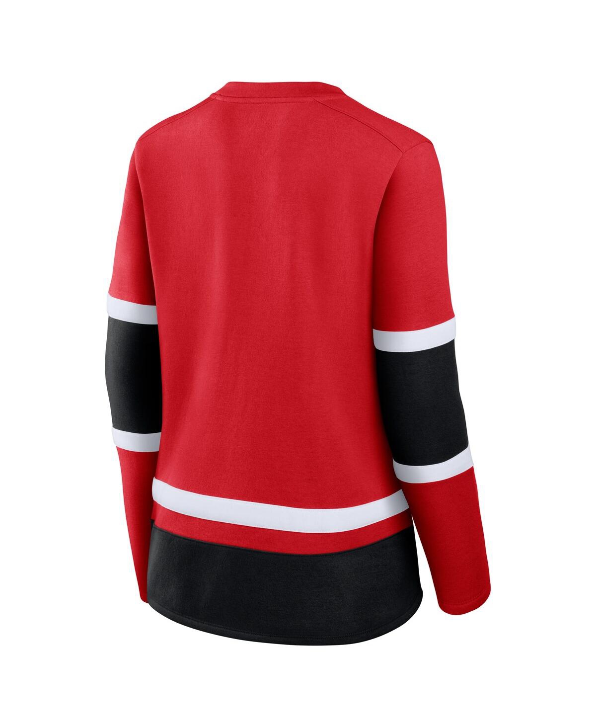 Fanatics Women's Red Chicago Blackhawks Prime Time Lace-up Long Sleeve T-shirt In Red,black