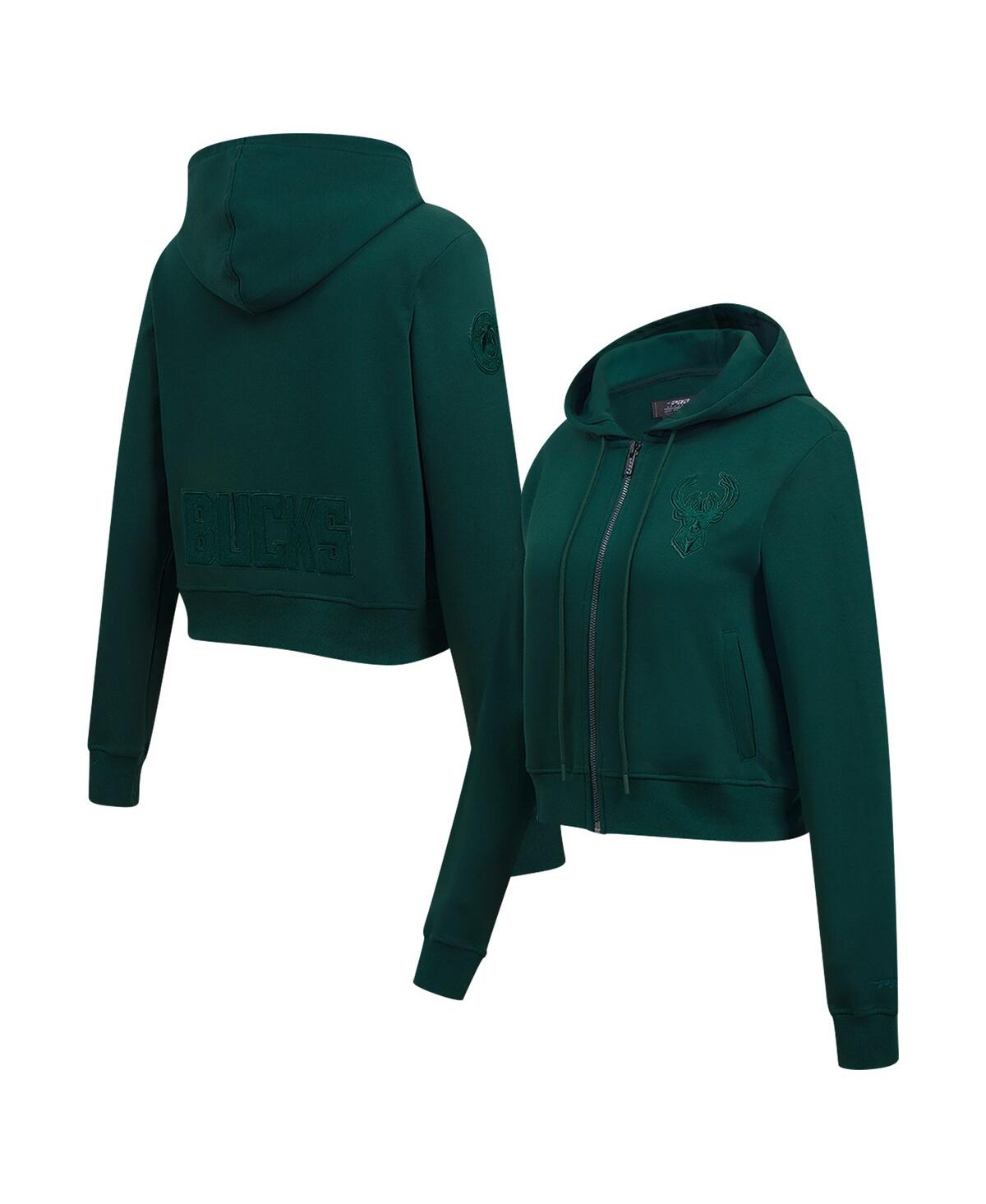 Women's Hunter Green Milwaukee Bucks Triple Tonal Full-Zip Hoodie - Hunter Green
