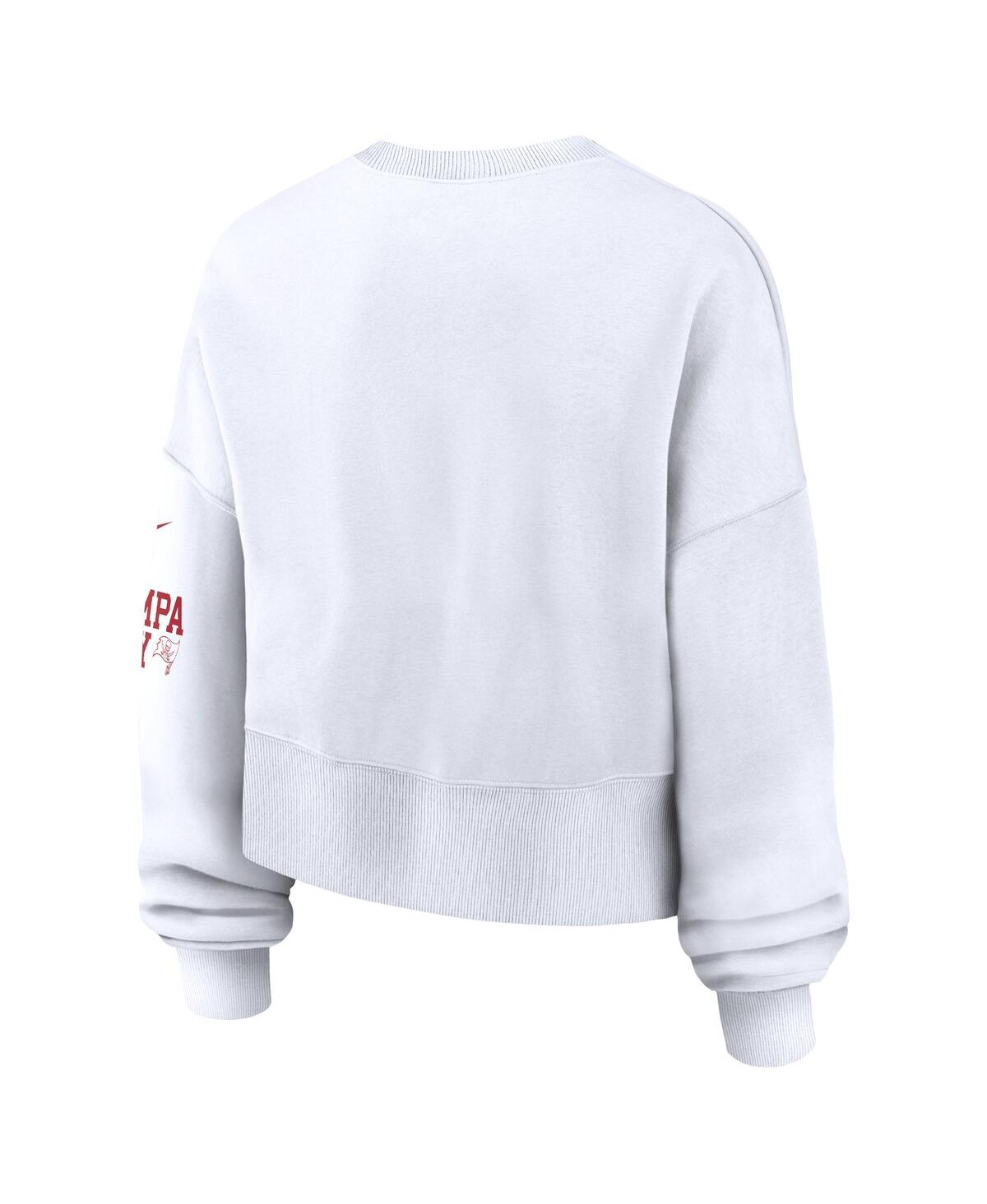 Nike Women's White Tampa Bay Buccaneers Oversized Long Sleeve Cropped Sweatshirt In White