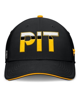 Men's Black/Gold Pittsburgh Penguins Authentic Pro Rink Team Code Flex Hat